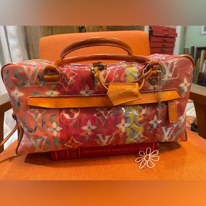 Authentic Louis Vuitton Monogram Pulp weekender PM Boston Bag Pink M95732